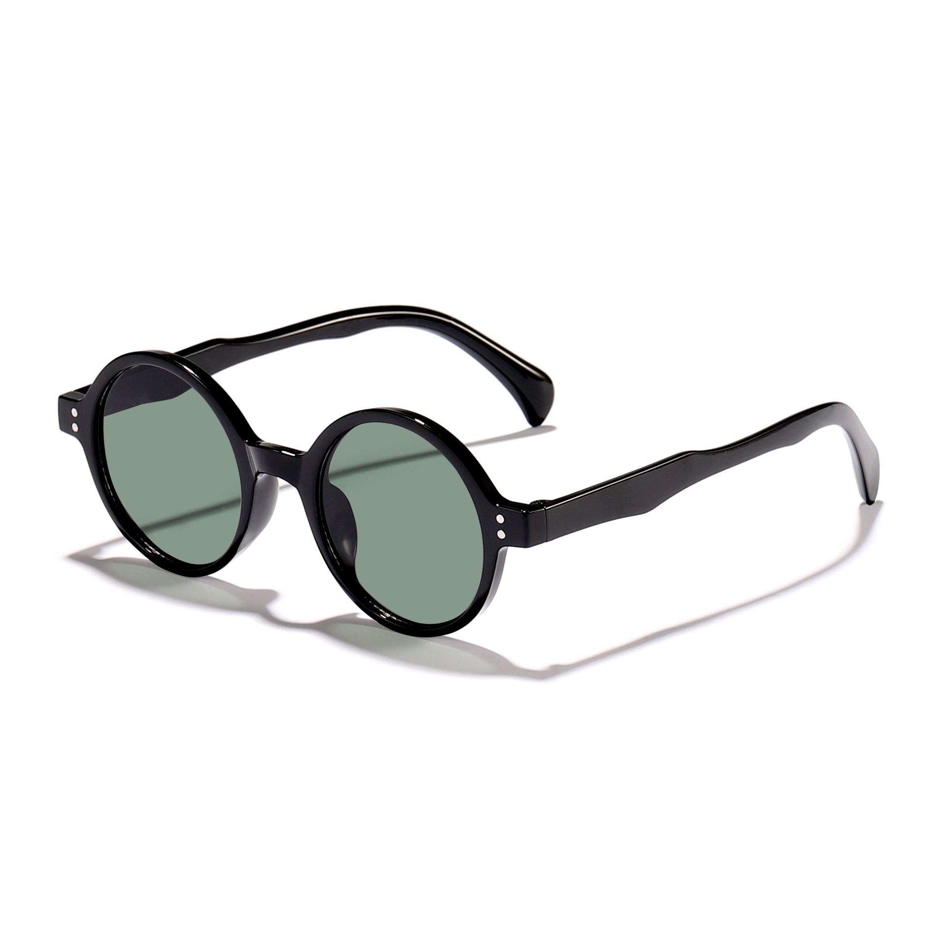 Gafas de sol con clavos de arroz con montura redonda retro de nueva moda para hombres y mujeres Gafas de sol anti-ultravioleta de lujo ligero europeas y americanas Sunglasses