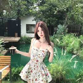 【法香告白】甜欲设计感法式吊带连衣裙女夏季碎花裙子甜美A字裙