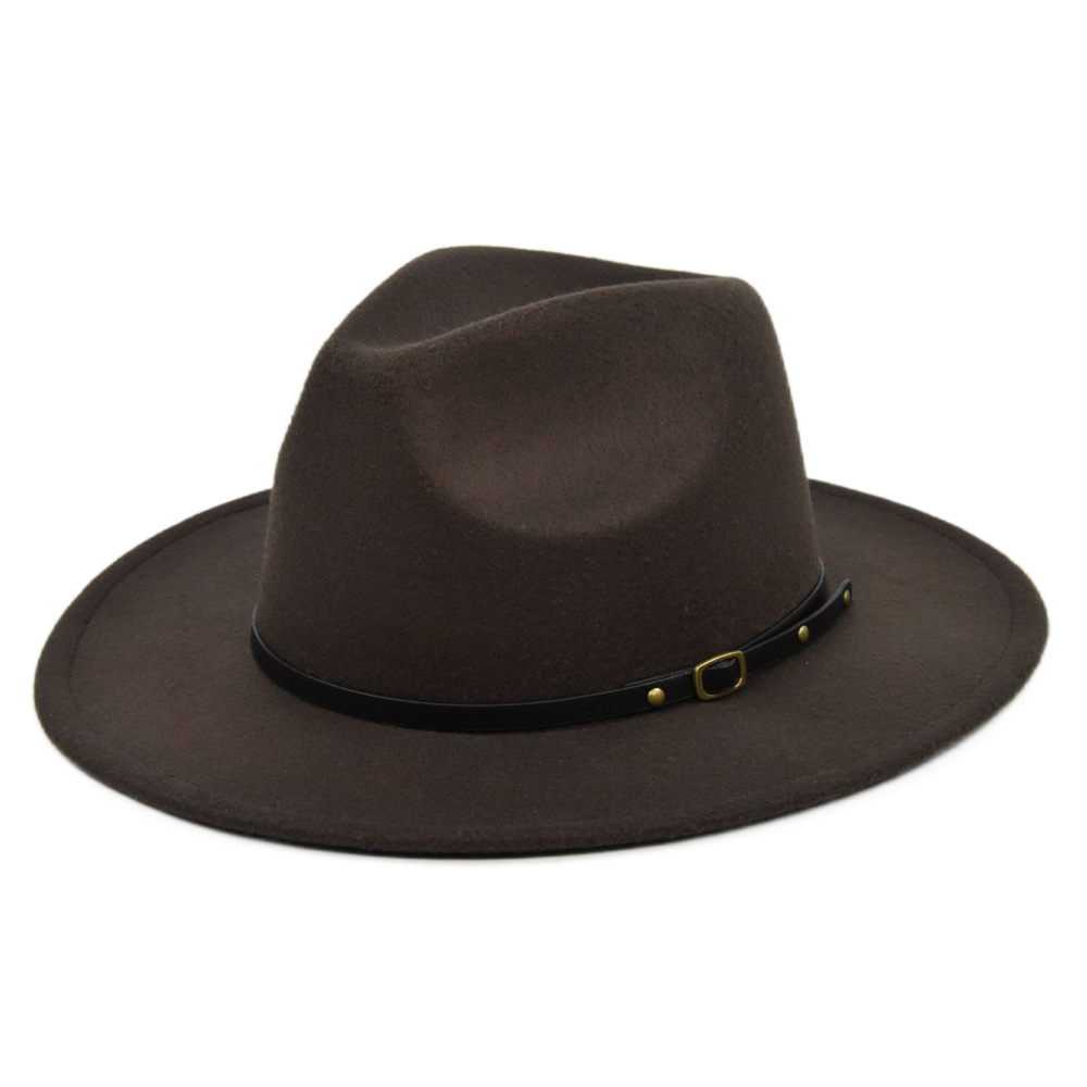 Unisex Retro Solid Color Sewing Flat Eaves Fedora Hat display picture 8