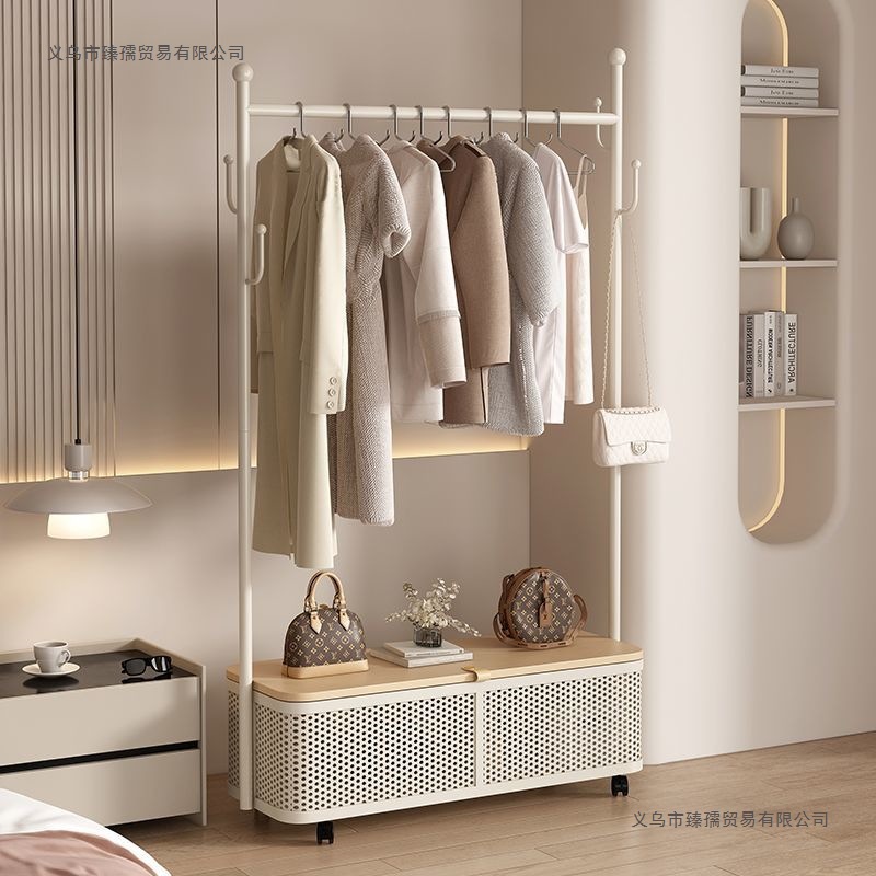 Clothes Rack Floor-Standing Vertical Mobile Balcony Bedroom Floor-Standing Clothes Rack Push-Pull Clothes Rack Floor-Standing Heightening Pulley