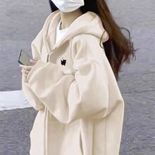 中大童秋冬季慵懒女装2025新款宽松连帽拉链开衫卫衣加绒加厚外套