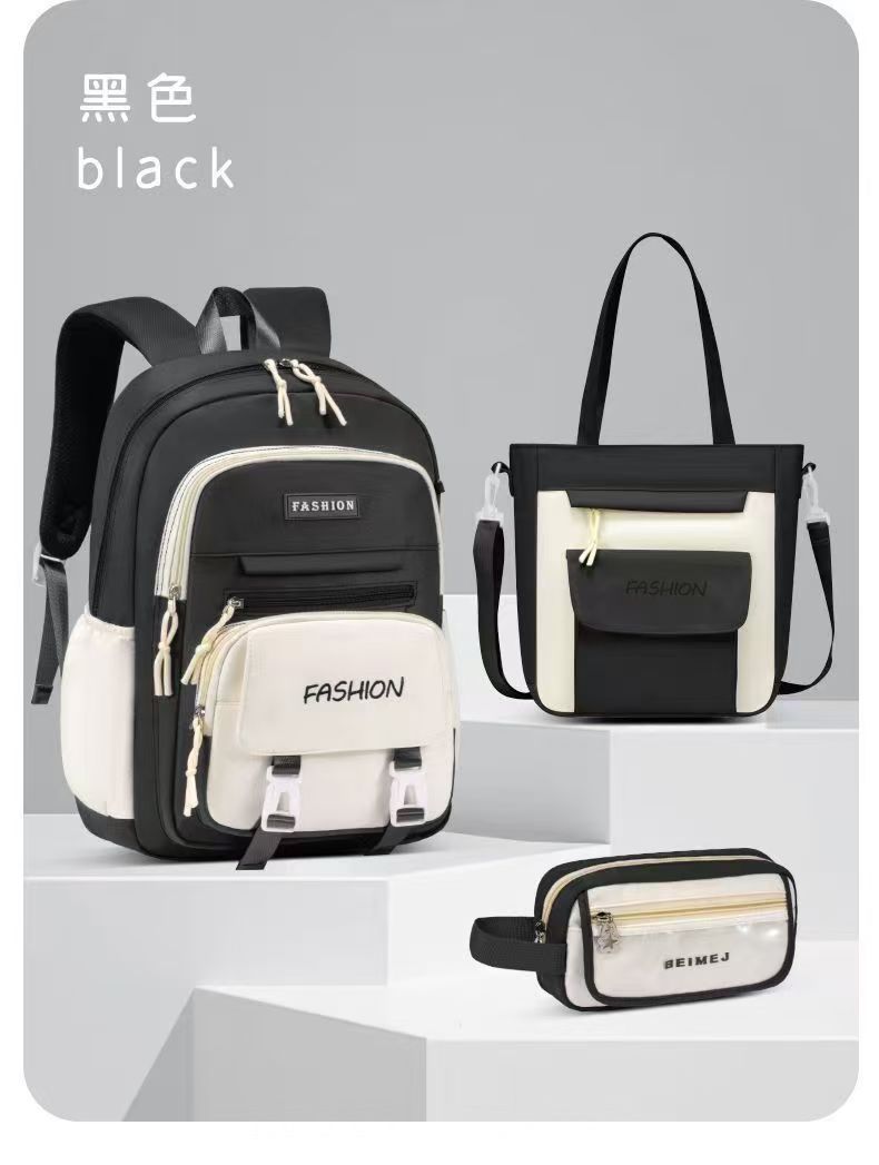 Escuela primaria, niña, mochila simple, mochila, juego de tres piezas, escuela primaria, escuela secundaria, mochila escolar, libro infantil ligero y de gran capacidad