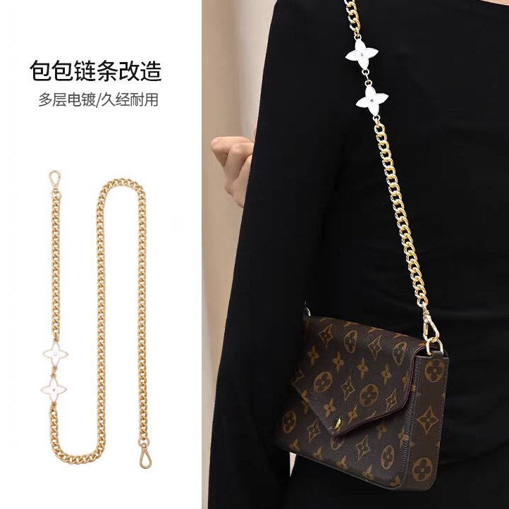 Suitable for Lv Mahjong Bag Shoulder Strap Bag Chain Single Purchase Accessories Crossbody Replacement Transformation High-End Metal Extension Chain