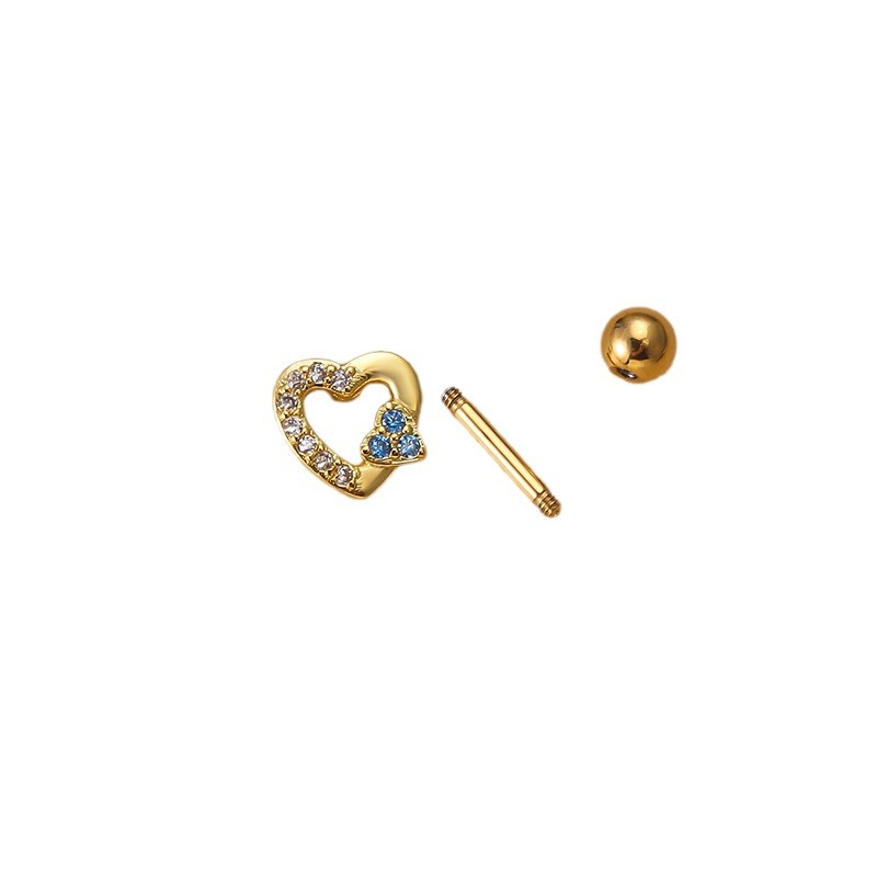 Henson-varilla de tornillo de doble cabeza de acero inoxidable, 1,2 m de espesor, oreja de circón, borla de corazón, tachuelas individuales a la moda_voghion.com