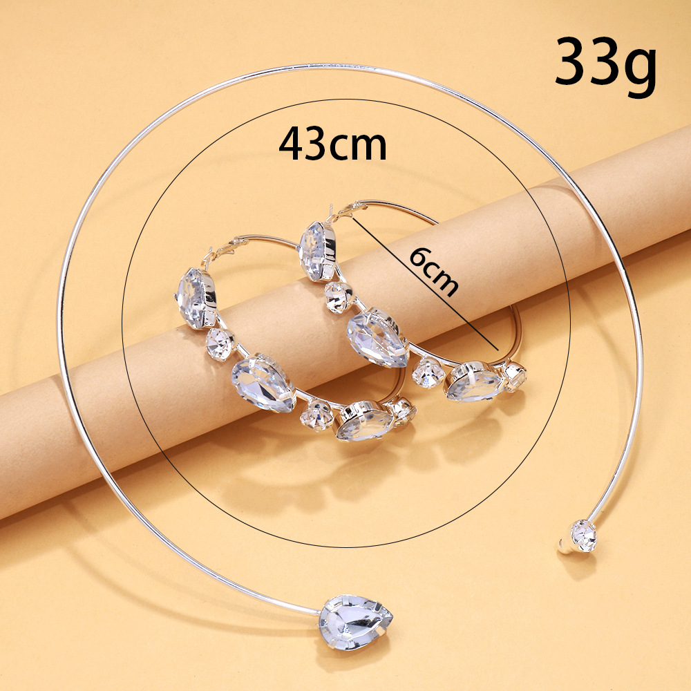 Europa y los Estados Unidos de nuevo conjunto de joyas de diamante de amor pendientes de gota de agua simple collar accesorios de novia conjunto de joyas