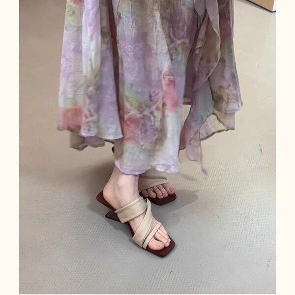 Sandals wedge heel square toe open toe