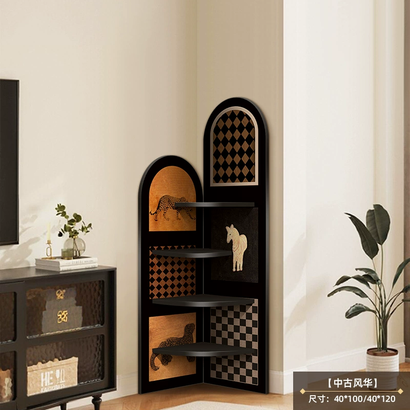 Религиозная? Medieval style floor-standing ornaments living room TV cabinet wall corner cabinet retro storage rack multi-layer triangle cabinet