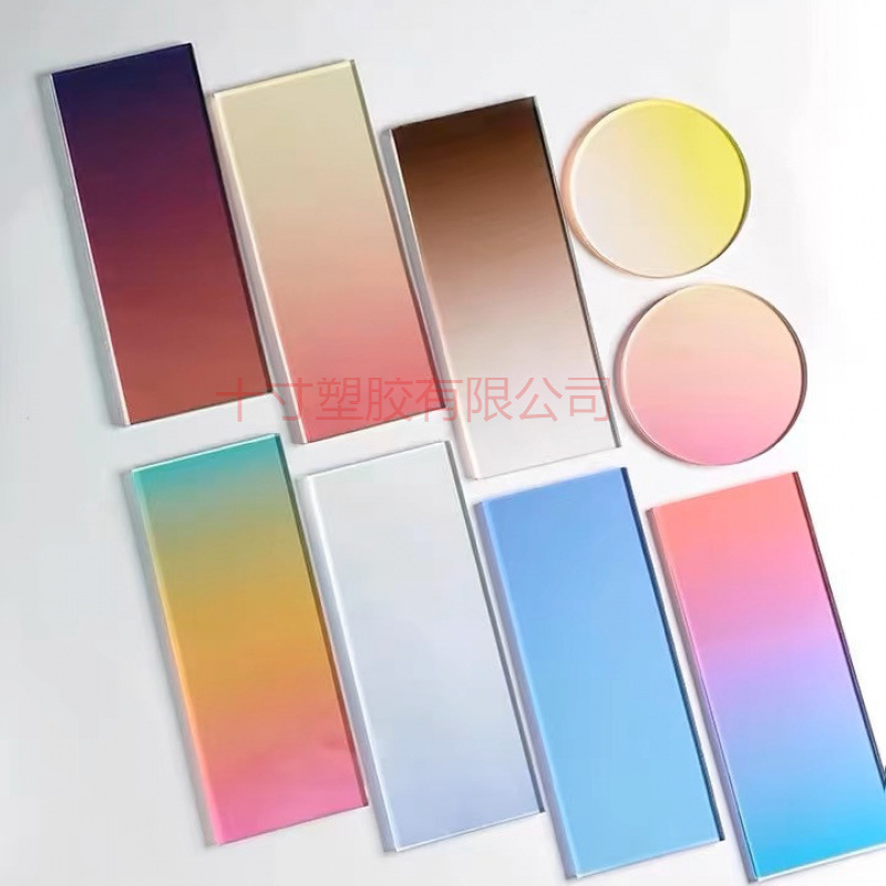 渐变色亚克力板材石头纹条纹板展柜隔断屏风盒子UV印刷