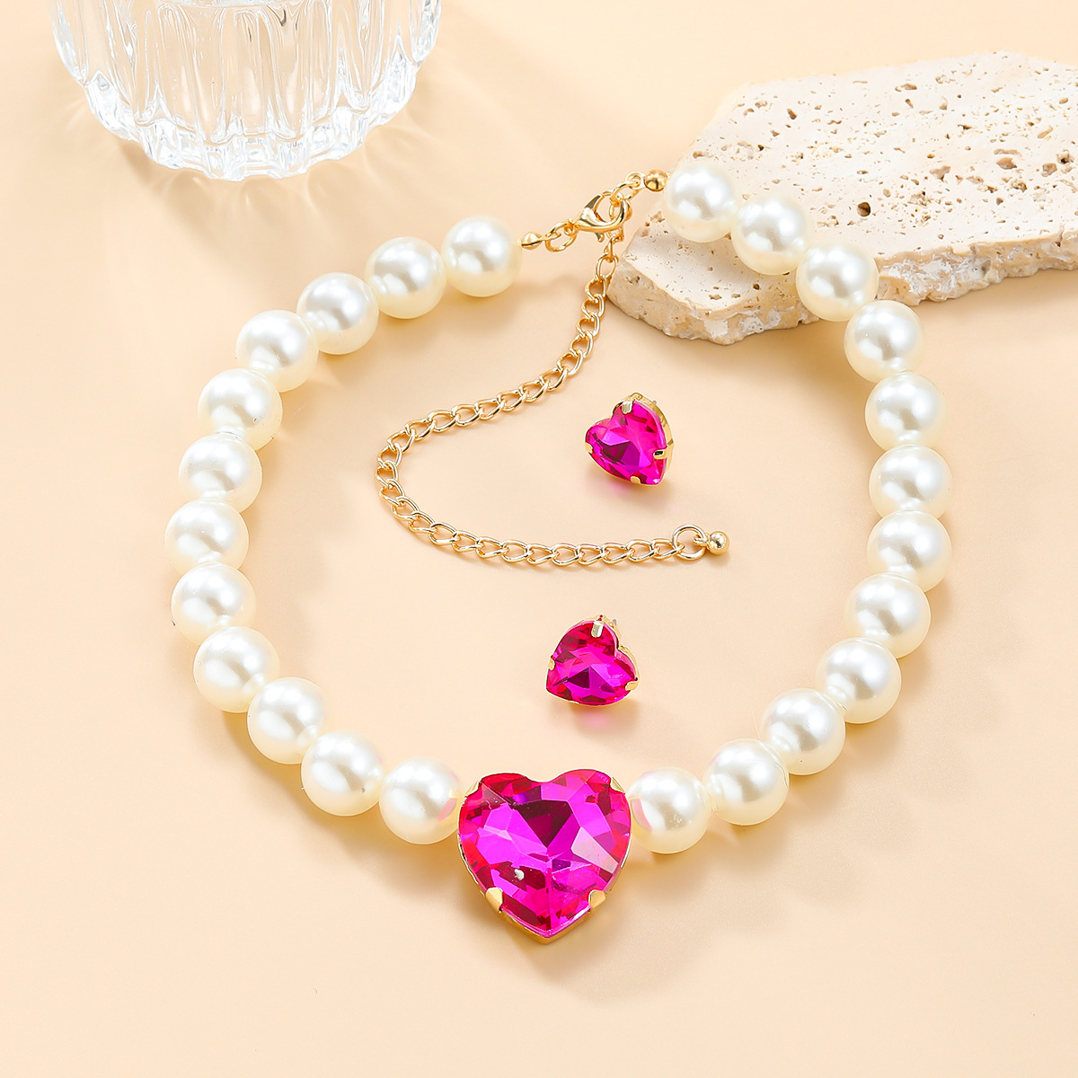 Perlenhalskette Und Ohrring Set Für Bräute Eleganter Schmuck_voghion.com