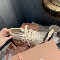 Grape Mama Studio Lee Spring Tea Party - Cream Satin Round Head Thick Sole Belted Height Increasing Casual Board Shoes