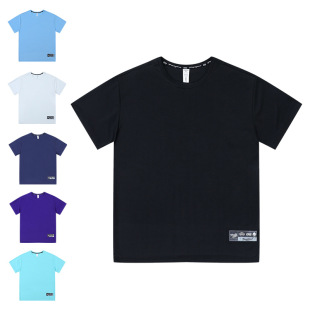 Casual Running Breathable Elastic Round Neck Men's Sports Solid Color Quick-Drying Shirt Work Clothes Solid Color Loose Top