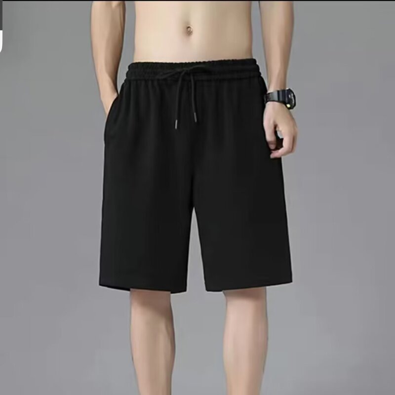 Men's Casual Summer Shorts Loose Sports Knit Jogger Straight Mid-Length Simple Five-Point Pants Trendy
