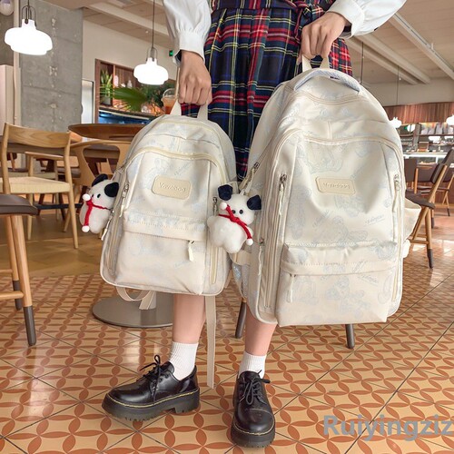 Backpack for Girls: College Students, High School Students, Middle School Students, Cute Bear Print, Small Students, Dual Shoulder Backpack