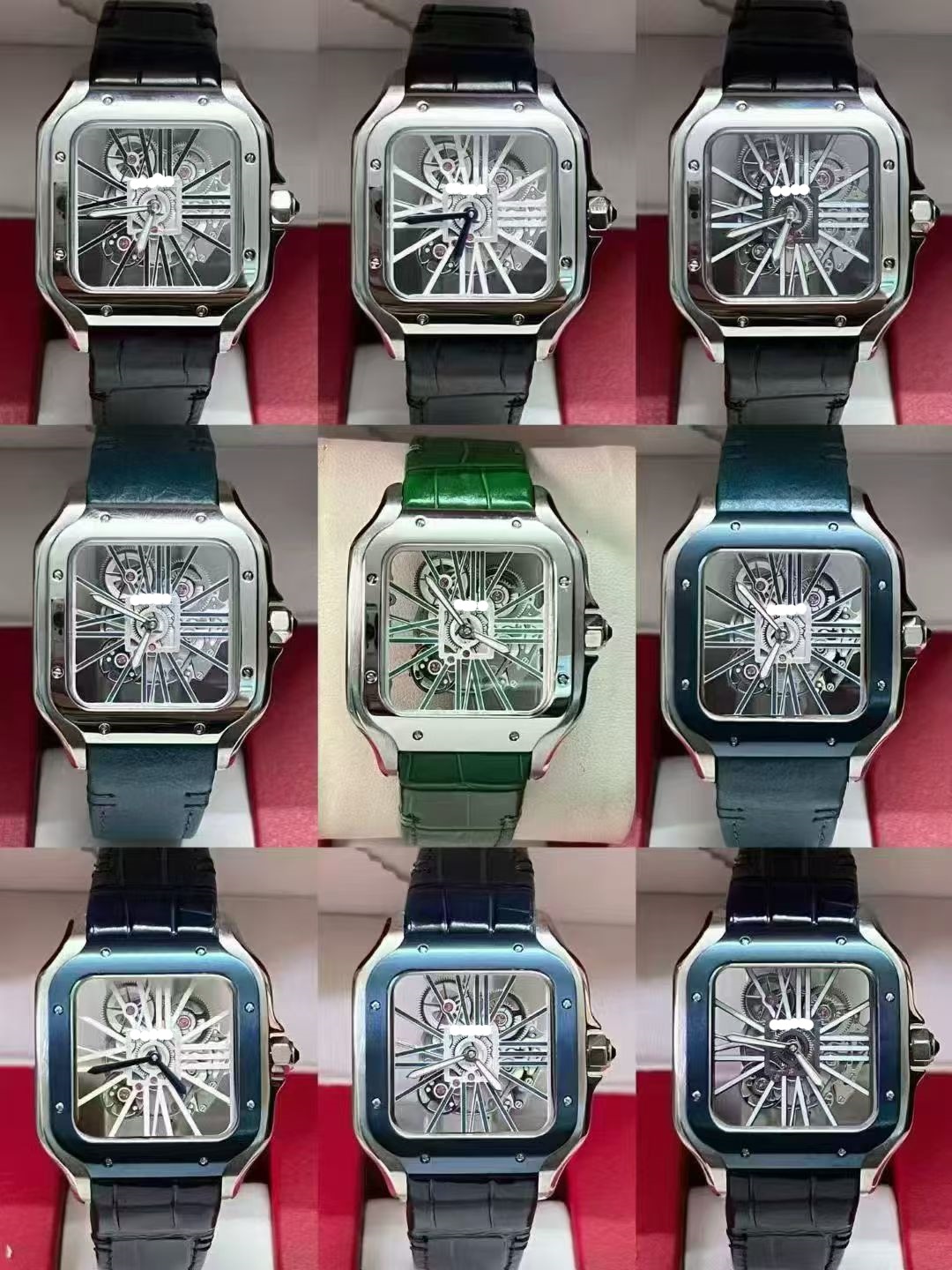 Fábrica transfronteriza af kajiashan dushi relojes de pareja mecánicos totalmente automáticos relojes de acero fino aguja azul a la parrilla comercio exterior al por mayor