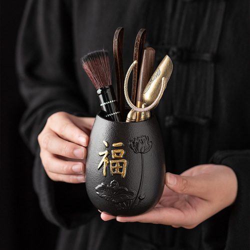 Ebony Wood Tea Ceremony Six Gentlemen Set Kung Fu Tea Set Accessories 6 Gentlemen Tea Making Tools Tea Needle Clamp Tea Knife