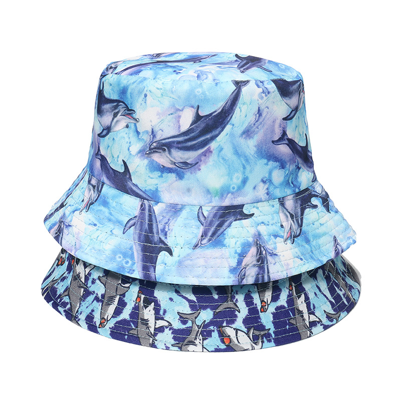 Summer, Spring, Autumn Season Unisex Gender Cute, Streetwear Style Unisex Cute Streetwear Dolphin Flat Eaves Bucket Hat