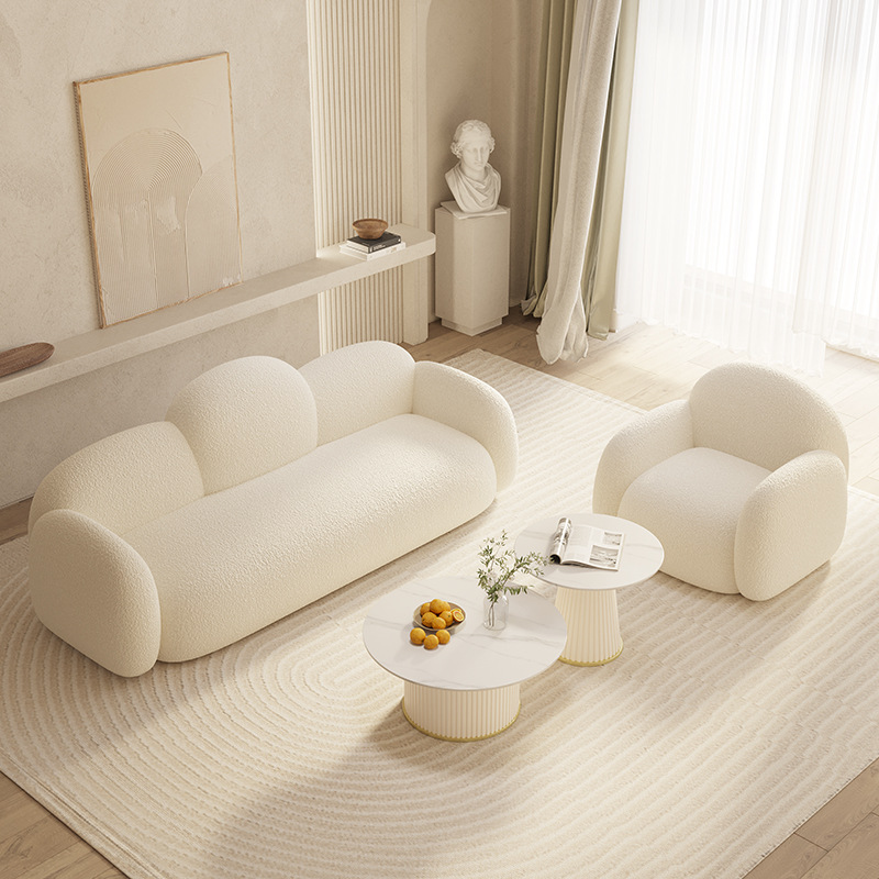 Simple Modern Living Room Small Apartment Sofa Cream Style Fabric Sofa Beauty Salon Reception Combination Clothing Store Sofa