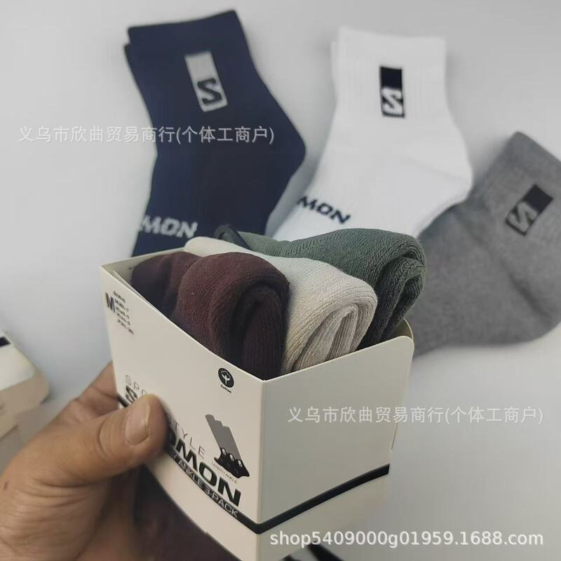 Salomon Outdoor Sports Socks Towel Bottom Cotton Socks Letter Mid-Calf Socks Men and Women Couple Socks Wholesale