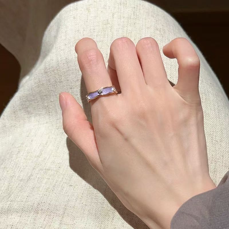 軽奢氷河超白ジルコンブルーリング女性向けニッチデザイン人差し指リングシンプル高級感指輪卸売