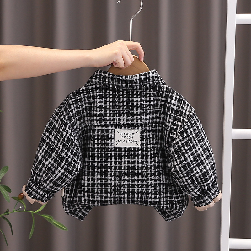 Niños con chaqueta de chaqueta, bebés con chaqueta de manga larga, chaqueta de invierno, camisa a cuadros.