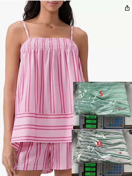 25-Year-Old European and American Cross-Border Spring and Summer Style Stripesd Small Fresh Suspenders and Shorts Set 88253