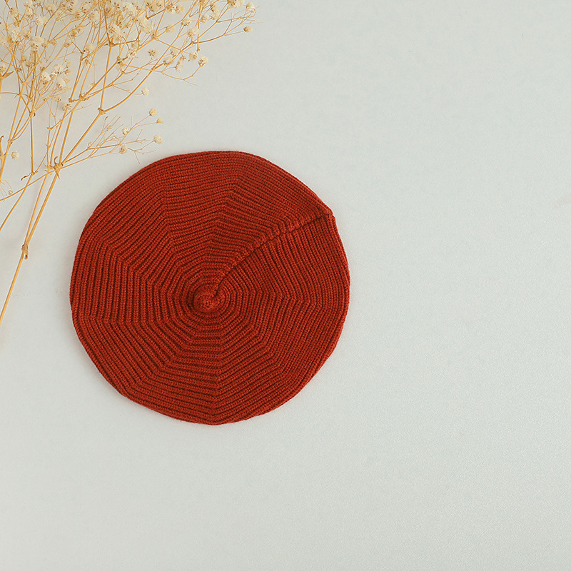 45-50cm 약 6 개월-4 세-탄성 버건디 물결 모양의 니트 베레모