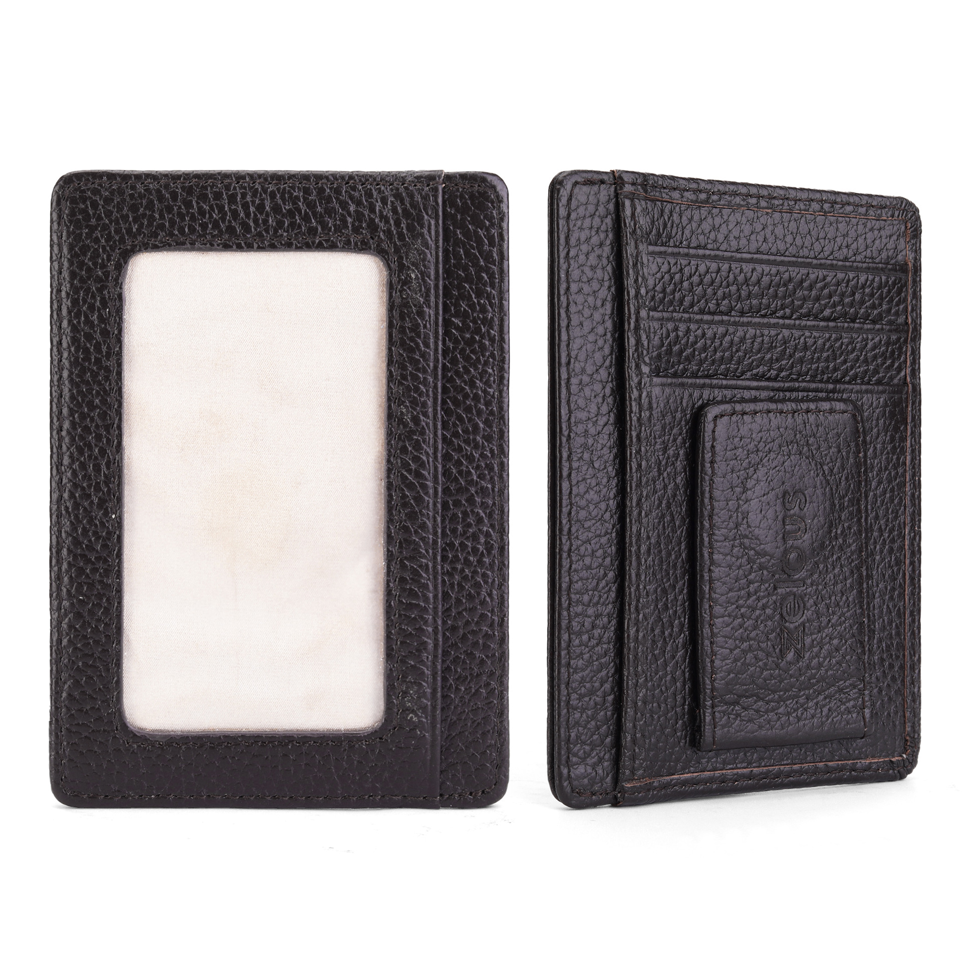 Cartera de cuero ultrafina transfronteriza para hombres, la primera capa de piel de vaca con múltiples tarjetas se puede utilizar como un clip de oro con hebilla de succión de imán RFID