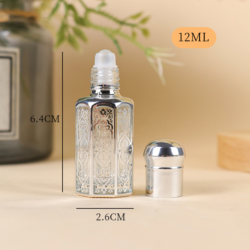 Z004-3ml6ml12ml エッセンシャルオイルローラーボールボトル ローラーボール空ボトル マッサージアプリケーションサンプルガラス 八角形|undefined