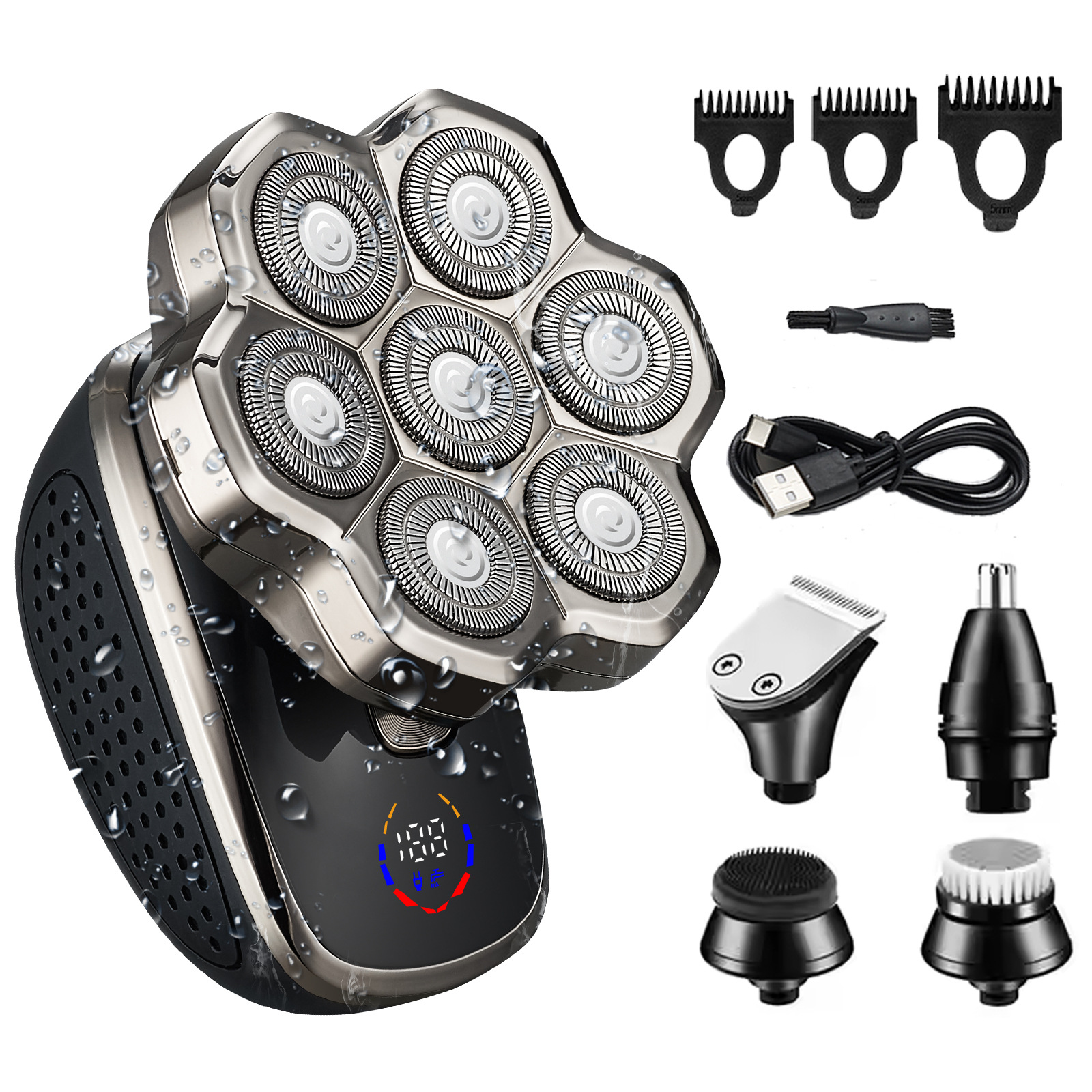 Cross-Border Electric Shaver High-Power Shaver Ultra-Clean Rechargeable Full-Body Washable Male Bald Head Shaver