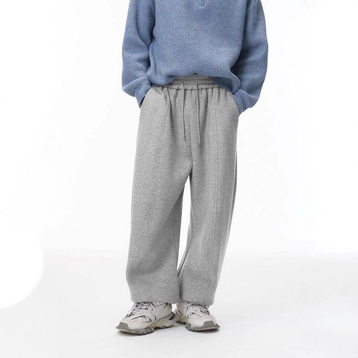 跨境欧美式2025新款刀锋束脚卫裤男女同款运动阔腿抓绒休闲裤nis