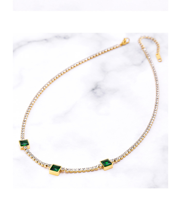 Fashion Geometric Titanium Steel Necklace Inlay Zircon Stainless Steel Necklaces 1 Piece