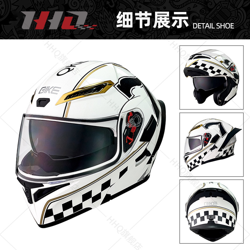 Casco de motocicleta abatible certificado 3C/DOT para hombres y mujeres, modelo de cuatro estaciones con doble visera y gran alerón trasero, fabricante de cascos de motocicleta integrales.