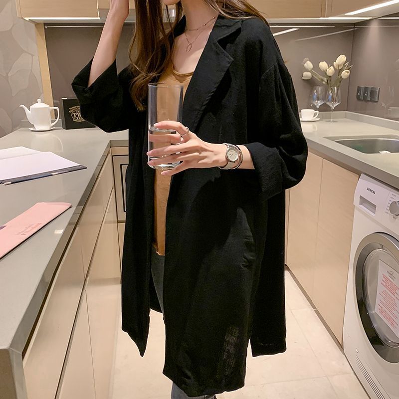 大码风衣女春秋装新款韩版百搭中长款宽松英伦风薄款显瘦西装外套|undefined