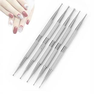 Cross-Border Stainless Steel Dot Pen Nail Polish Dot Pen Dot Pattern Double-Ended Manicure Dot Pen Five-Piece Set Wholesale