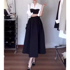 秋季假两件长袖连衣裙绝美法式小众独特显瘦御姐风气质高级感女装