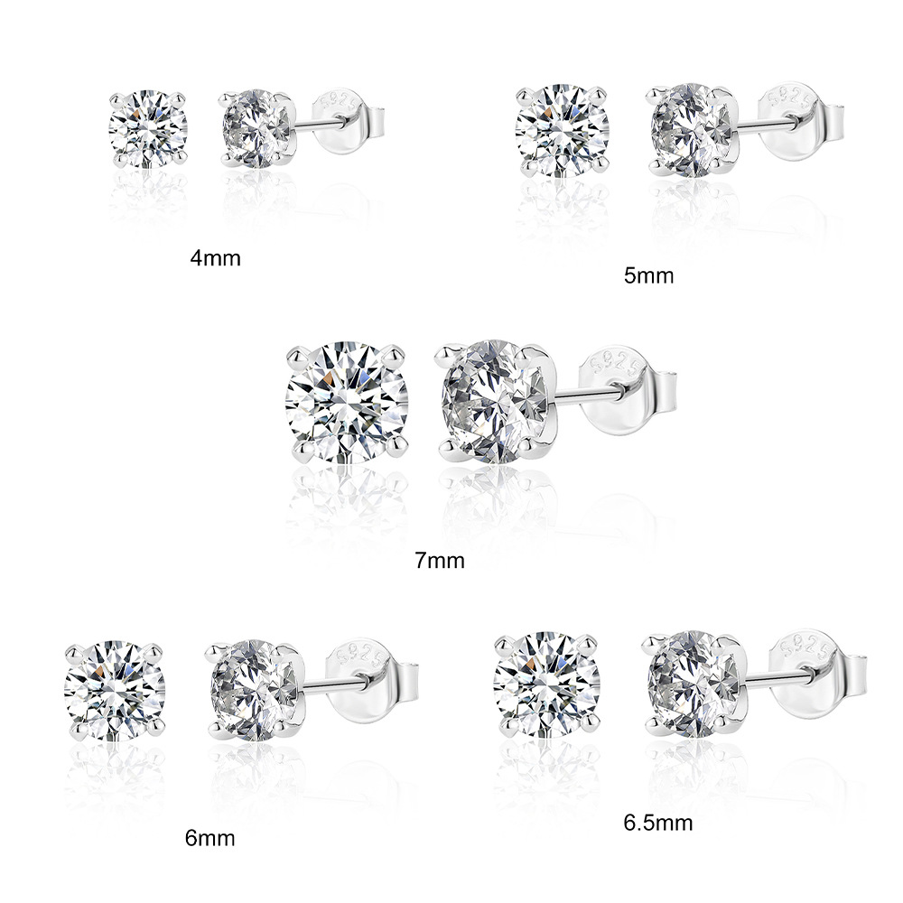 S925 plata esterlina 0.5-1.2 quilates cuatro garra moissanite Stud pendientes de moda Super Flash Stud pendientes para el desgaste del partido