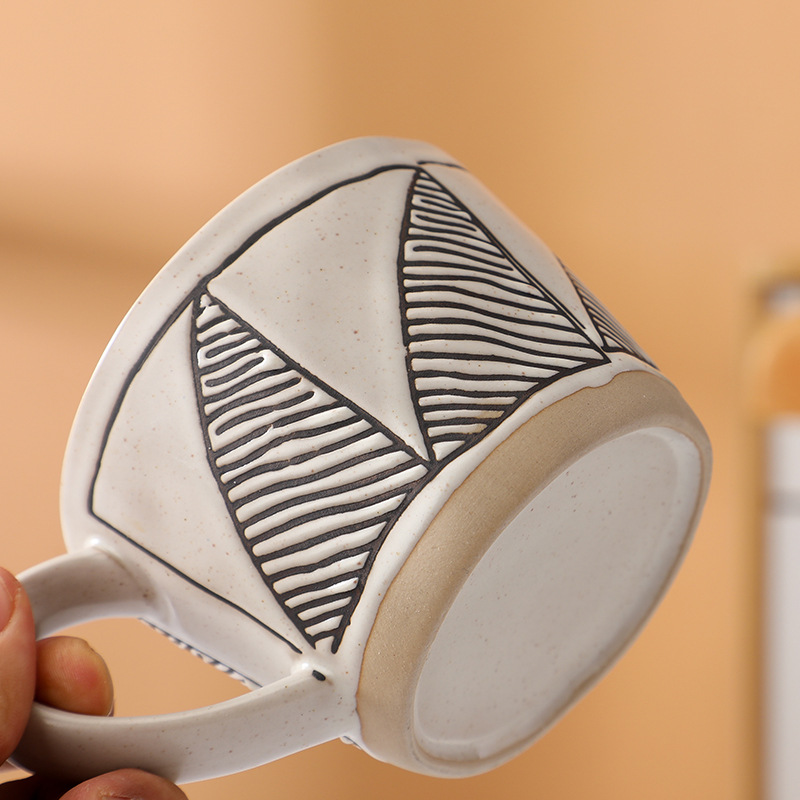 Japanese-style Hand-painted Mug A Unique Design, Niche Rustic Ceramic With Underglaze Decoration, Breakfast Milk Coffee_voghion.com