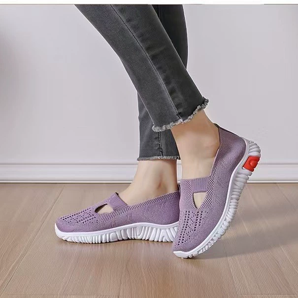 2024 новая осень дышащая повседневная женская обувь удобная полая плоская подошва модная нескользящая легкая износостойкая обувь для ходьбы