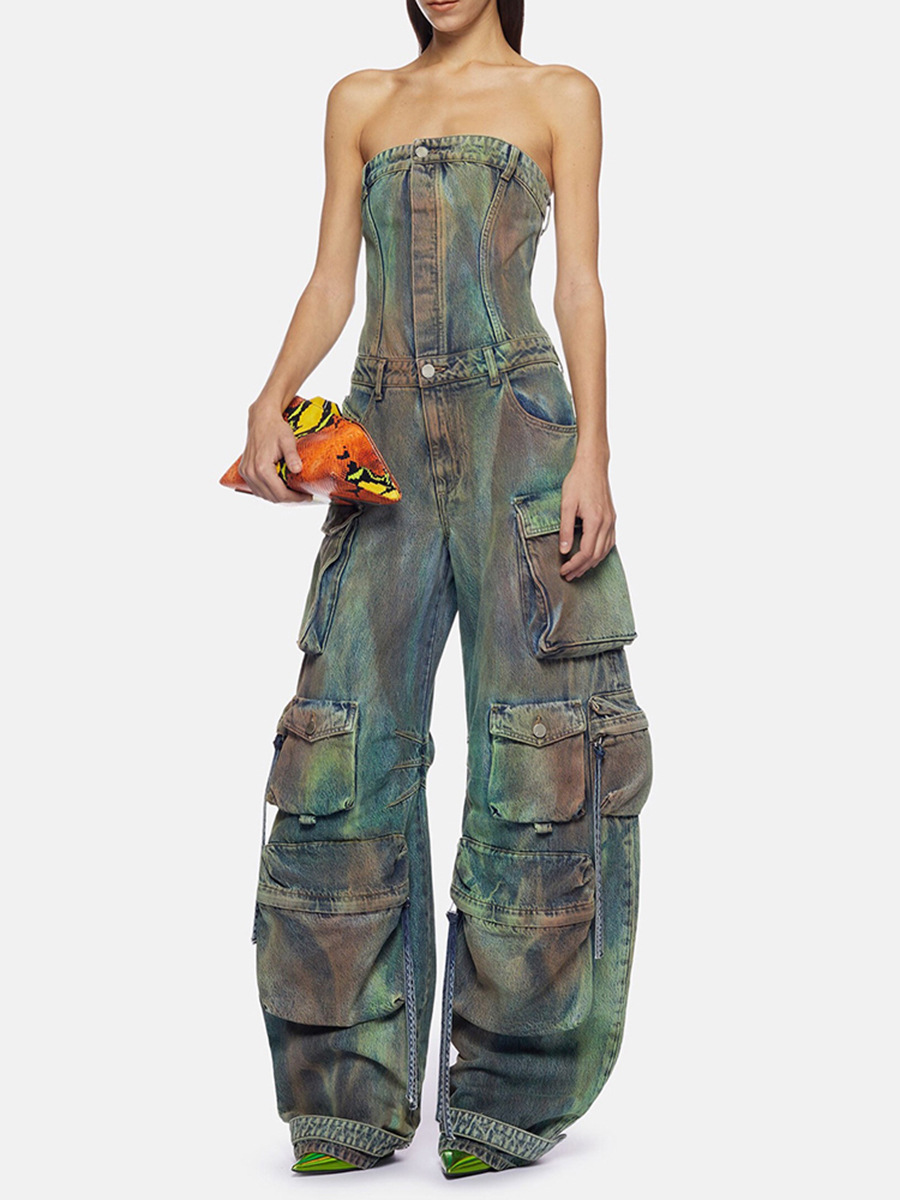 Mono sin tirantes con estampado de camuflaje, estilo europeo y americano, sexy y moderno para mujer, novedad de primavera 2026.