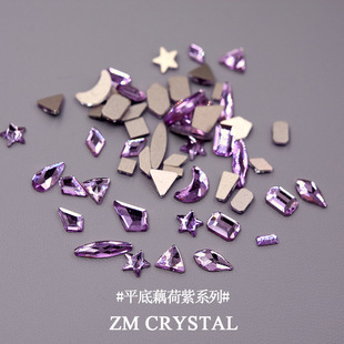 New Lotus Lotus Purple Nail Art Special-shaped Drill Net Red Purple Flat Special-shaped Drill Gold Bottom Drill Nail Art Drill Ornaments