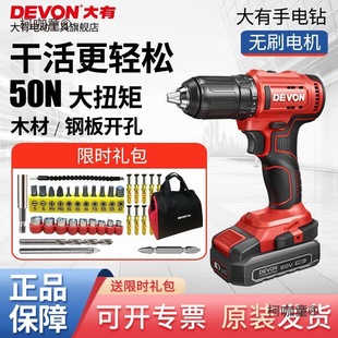 Dahu Electric Drill High Torque Lithium Battery 20V Multifunctional Electric Screw Drill Rechargeable Small Flashlight Metabo