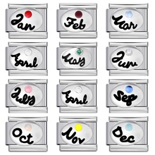 意大利模块手链12生辰石 钛钢焊接彩色圆石DIY弹力百搭手镯配饰