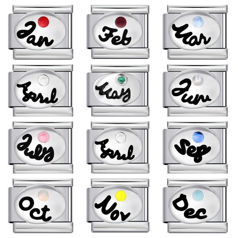 Italian Module Bracelet 12 Bright Stone Titanium Steel Welded Colorful Round Stone DIY Stretch All-Match Bracelet Accessories