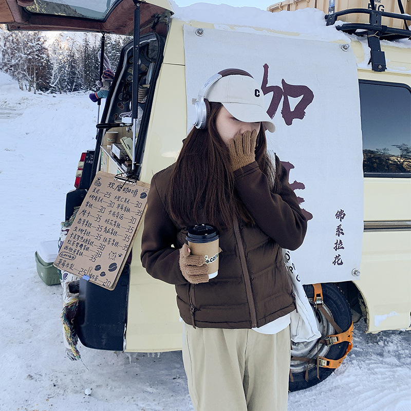 外贸棉服2025年秋冬新款洋气棉衣修身短款棉袄欧美风拼接夹克外套|undefined