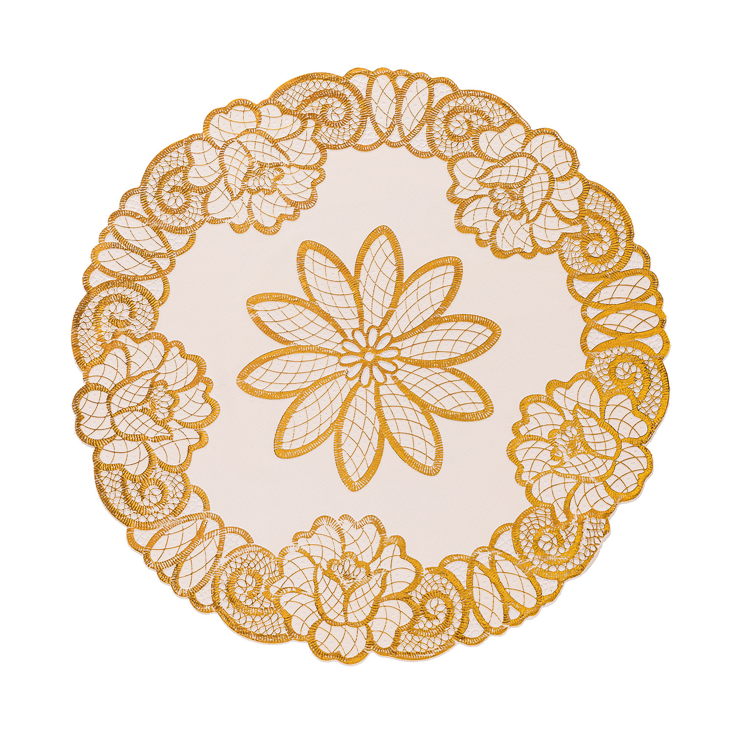 外贸防滑餐桌垫欧式金色圆形PVC桌布防水防油杯垫家用塑料台布