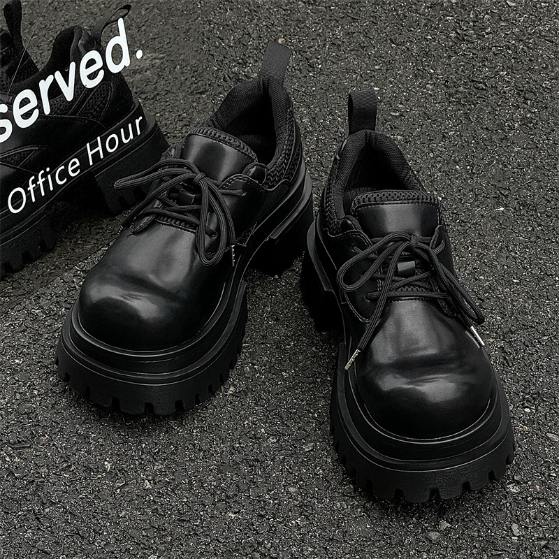 3610 Обувь Дерби с толстой подошвы для мужчин и женщин, нишевые пары повседневные кожаные туфли