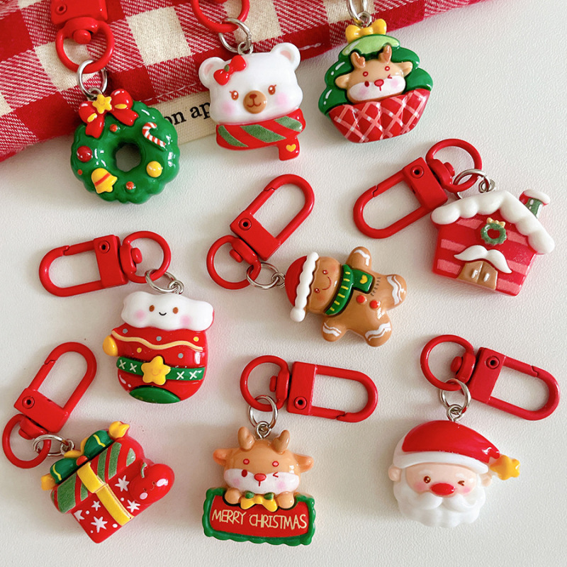 Cartoon Cute Bear Santa Claus Keychain Small Pendant Elk Christmas Tree Christmas Accessories Girlfriend Gift