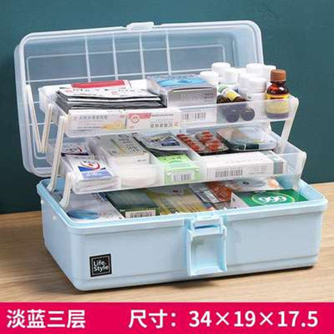 Clasificación de medicina del hogar caja de almacenamiento caja de medicina multi-capa de gran capacidad portátil caja de medicina de emergencia médica paquete familiar