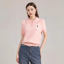 商场专柜品质夏季女式短袖冰丝针织衫麻花甜美设计休闲潮流上衣