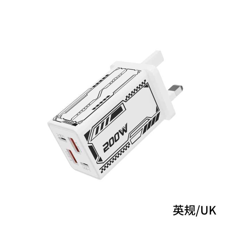 跨境130W多口充电器2USB+2PD机甲插头适用苹果华为美规欧规充电器|undefined